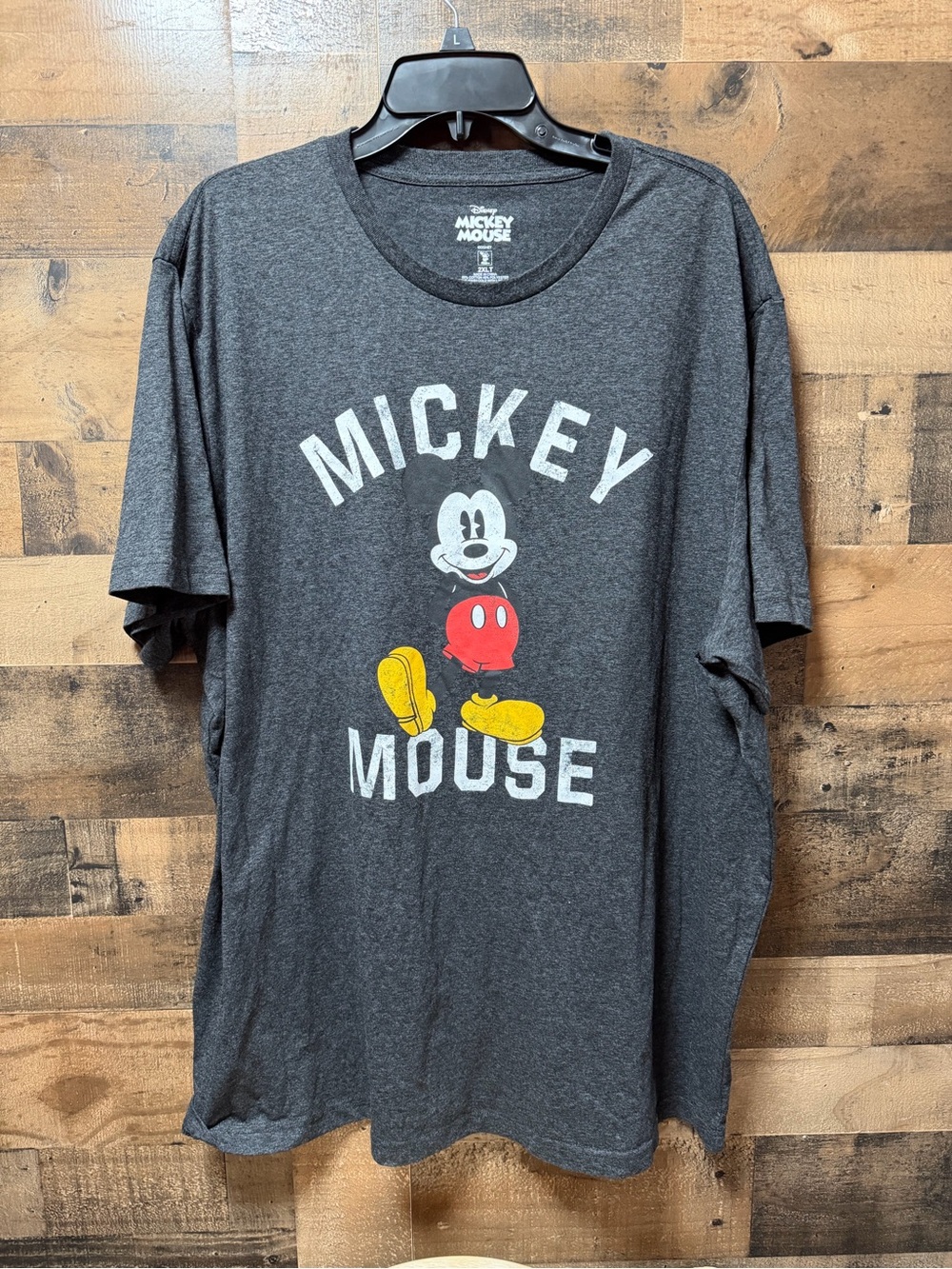 Disney Mickey Mouse T-Shirt Mens 2XLT Charcoal Gray Graphic Tee XXL Tall